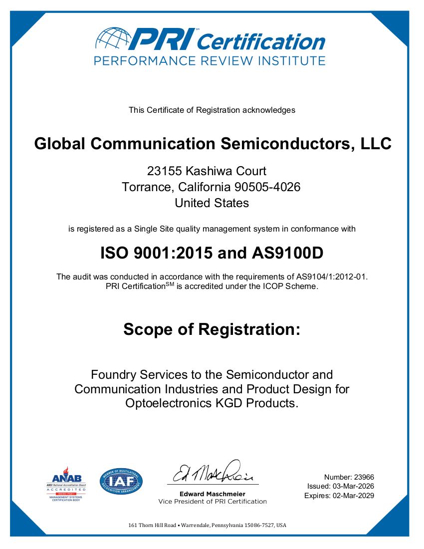 AS9100 ISO Certificate